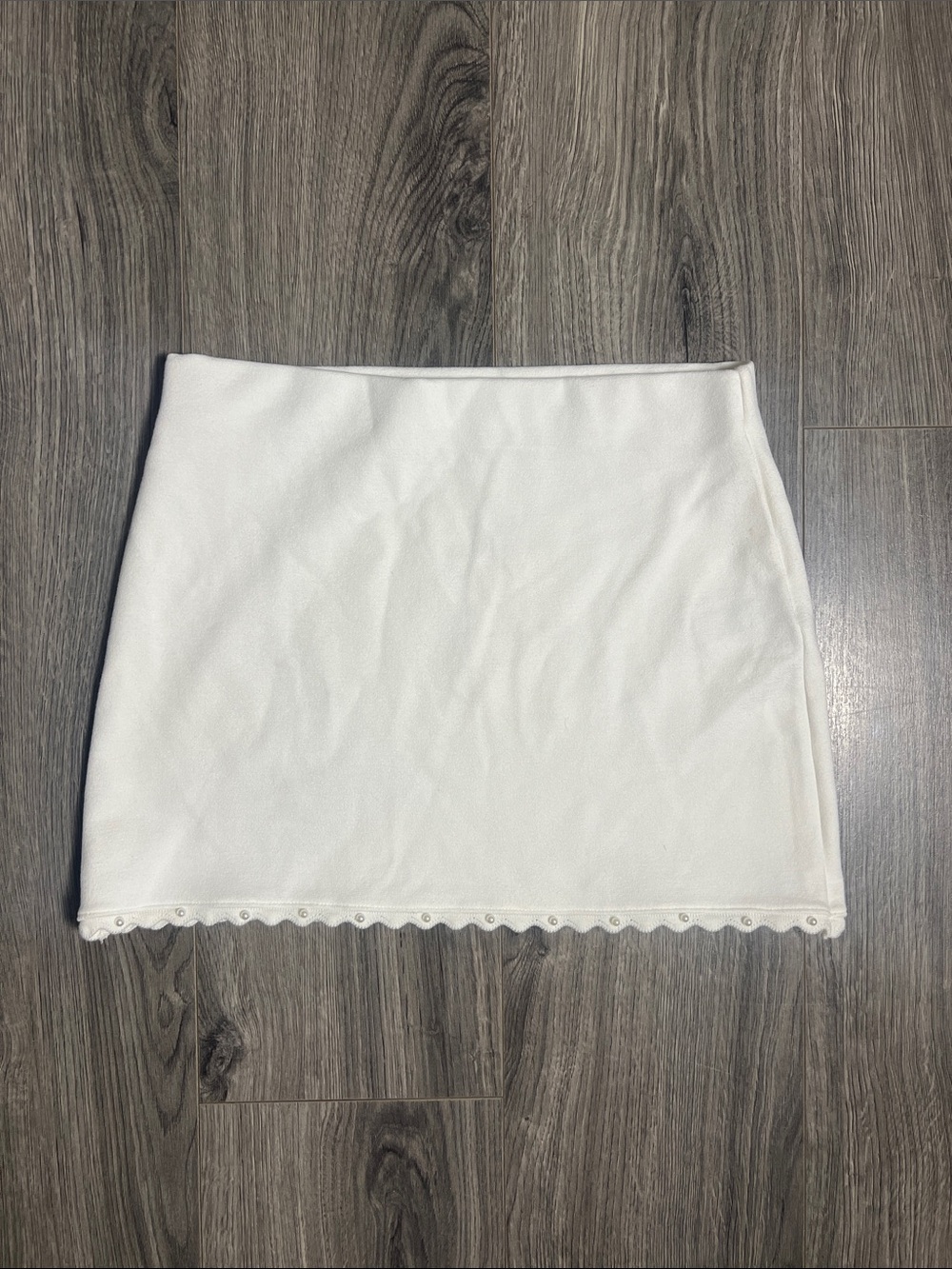 Zara White Mini Skirt with Eyelet Hem